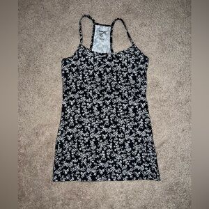 Black and White Floral Women's Racer Back Camisole Tank Top XS